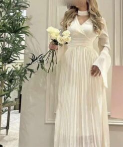 فستان سهرة لون اوفوايت فوشي