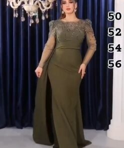 فستان سهرة لون زيتي
