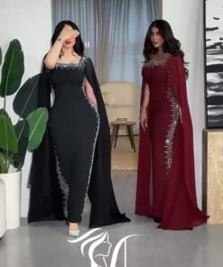 فساتين سهرة لون اسود وأحمر