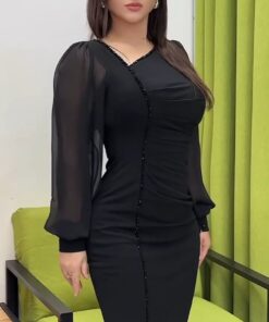 فستان سهرة لون اسود ناعم
