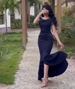 فستان سهرة كحلي طويل