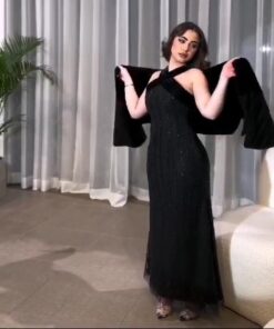 فستان سهرة اسود مخمل