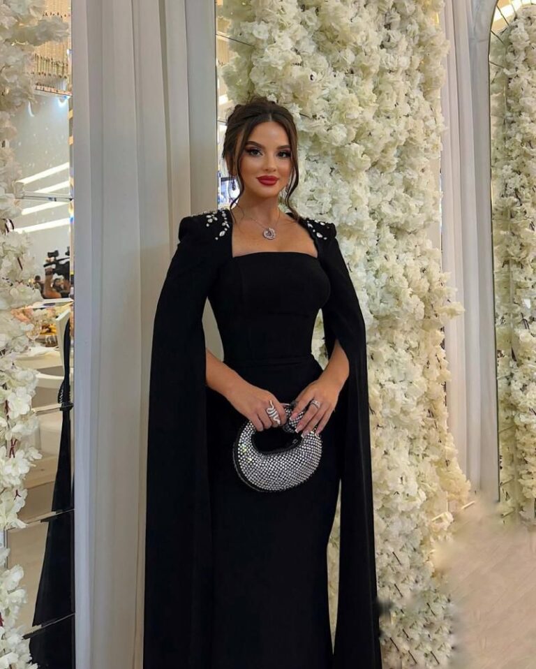 ⁦فستان سهرة اسود طويل⁩ - الصورة ⁦4⁩