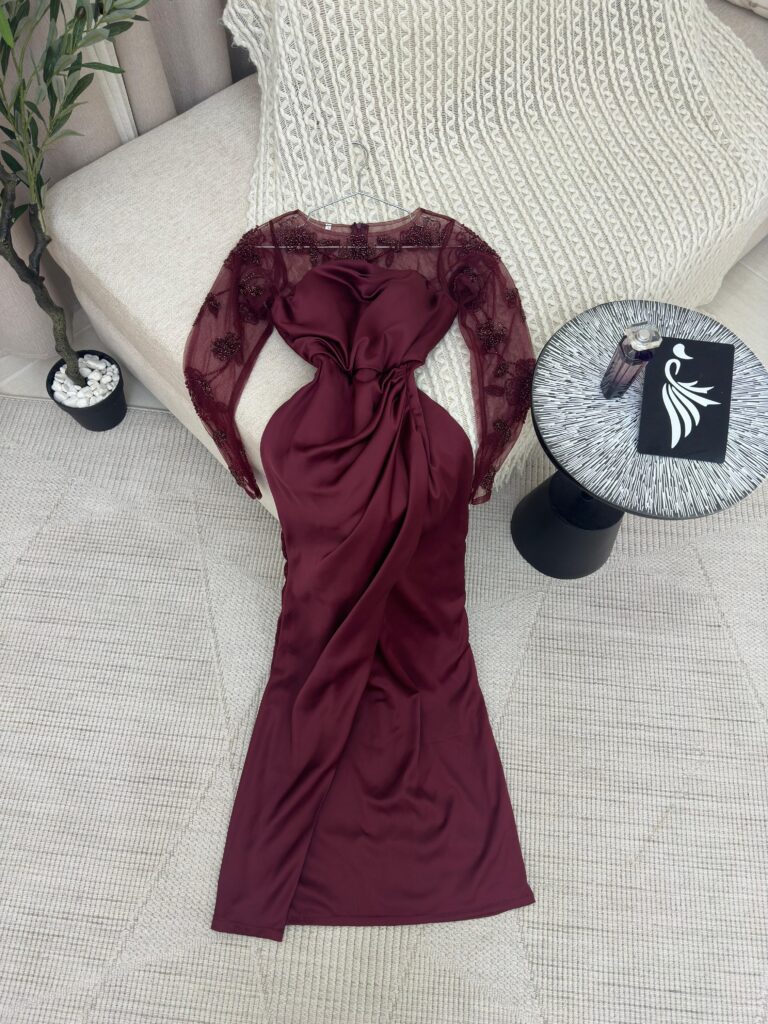 ⁦فستان سهرة لون نبيتي⁩ - الصورة ⁦2⁩