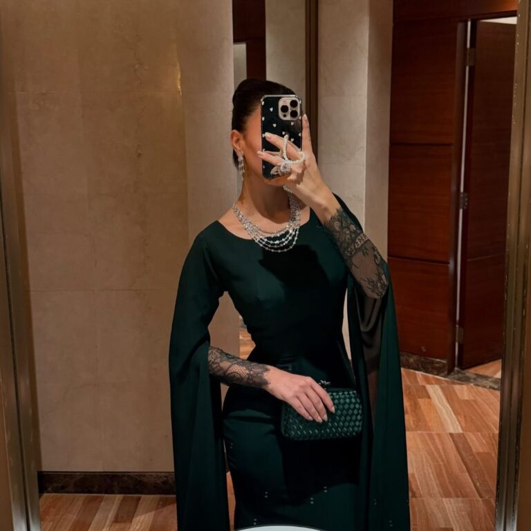 ⁦فستان سهرة لون زيتي⁩ - الصورة ⁦6⁩