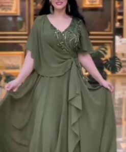 فستان سهرة لون زيتي