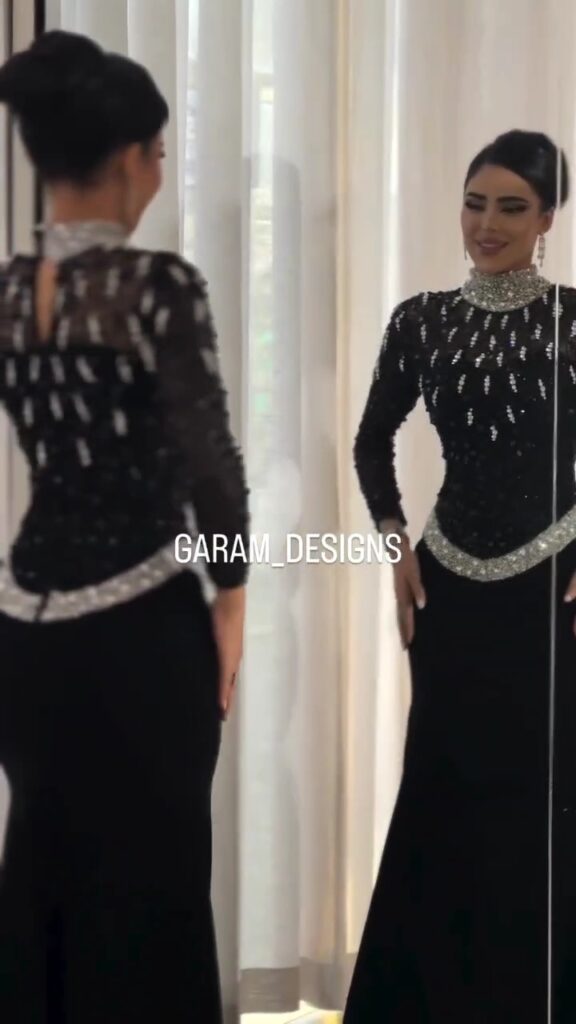 ⁦فستان سهرة لون اسود فخم⁩ - الصورة ⁦6⁩