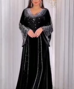فستان سهرة مخمل تتطريز فصوص