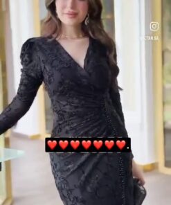 فستان سهرة قطيفة مشجرة