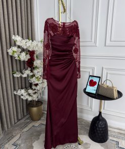 فستان سهرة لون نبيتي