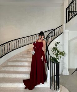 فستان سهرة لون عنابي