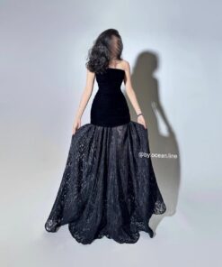 فستان مخمل أسود