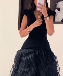 فستان سهرة لون اسود مخمل