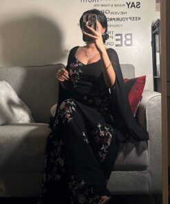 فستان سهرة لون اسود ناعم