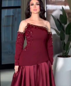 فستان سهرة لون نبيتي
