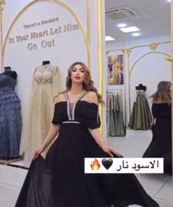 فستان سهرة لون اسود ناعم