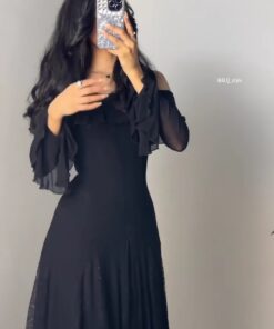 فستان سهرة لون أسود فخم وانيق