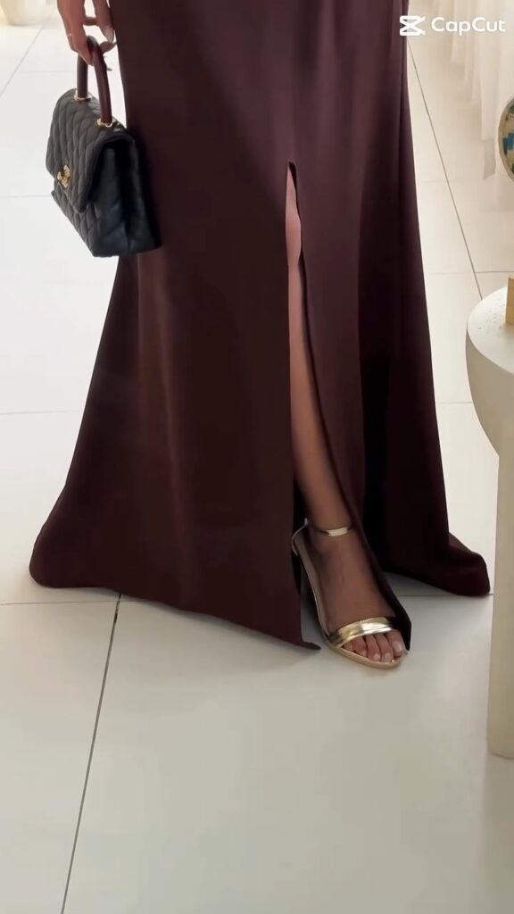 ⁦فستان سهرة قطعتين لون بني⁩ - الصورة ⁦4⁩