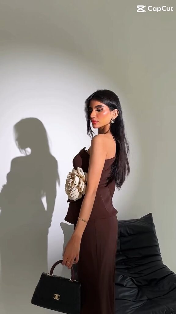 ⁦فستان سهرة قطعتين لون بني⁩ - الصورة ⁦3⁩