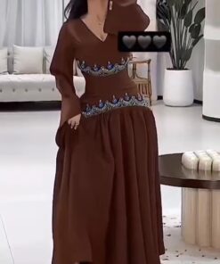 فستان سهرة لون بني طويل