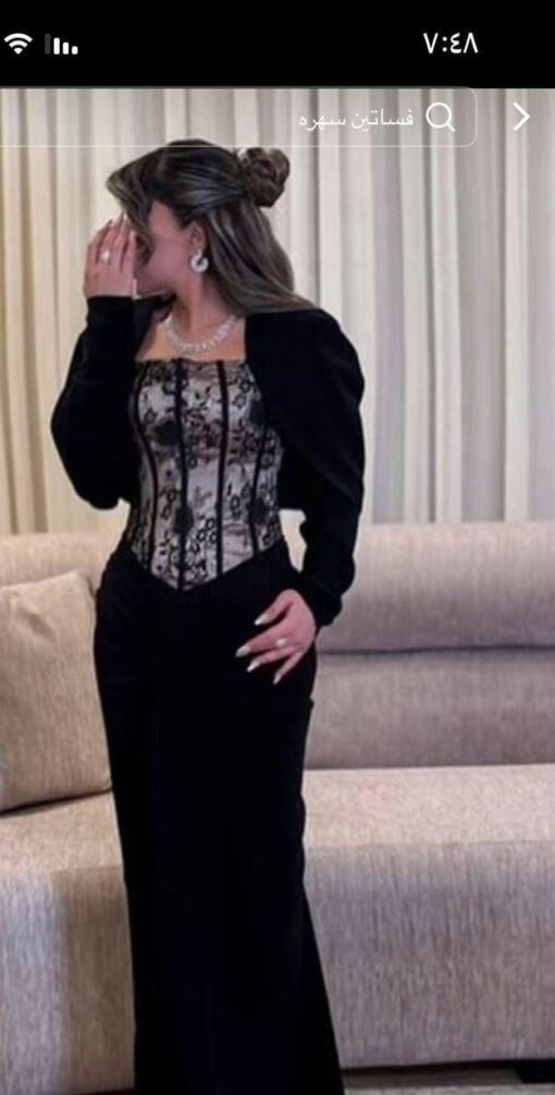 ⁦فستان سهرة لون أسود⁩ - الصورة ⁦5⁩