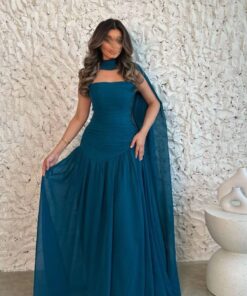 فستان سهرة لون بترولي