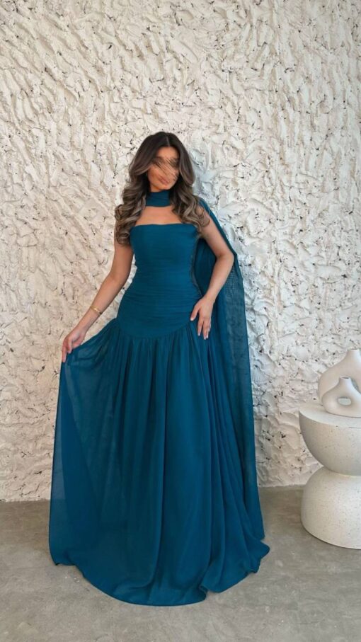فستان سهرة لون بترولي