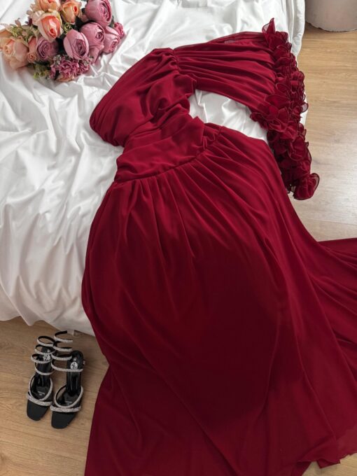 ⁦فستان سهرة لون عنابي⁩ - الصورة ⁦5⁩