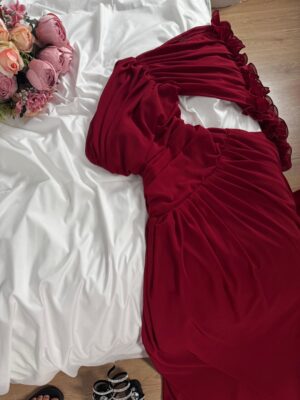 ⁦فستان سهرة لون عنابي⁩ - الصورة ⁦4⁩