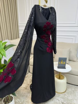 ⁦فساتين سهرة لون أسود⁩ - الصورة ⁦5⁩