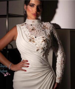 ⁦فستان سهرة لون أبيض⁩ - الصورة ⁦5⁩