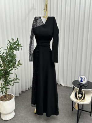 ⁦فستان سهرة لون اسود⁩ - الصورة ⁦2⁩