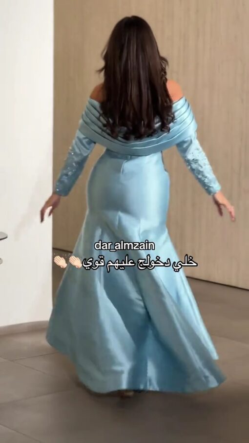 ⁦فستان سهرة لون سماوي⁩ - الصورة ⁦8⁩