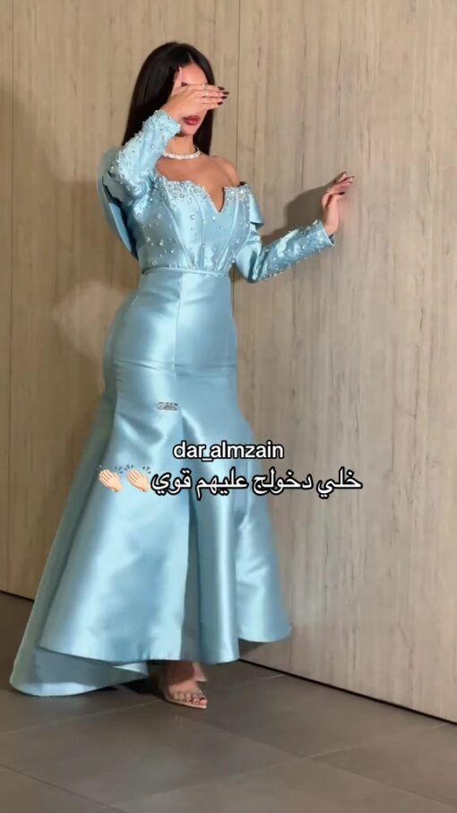 فستان سهرة لون سماوي
