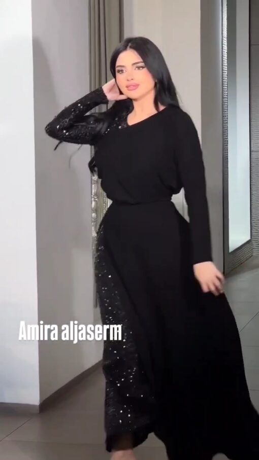 ⁦فستان سهرة لون اسود⁩ - الصورة ⁦4⁩