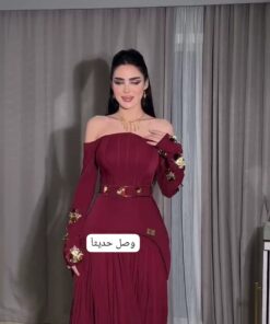 فستان سهرة فاخر ملكي وتفاصيل أنثوية جذابة