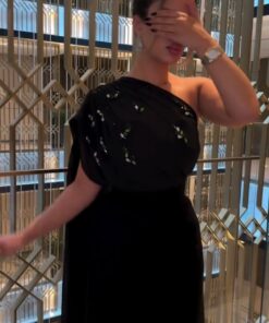 فستان سهرة لون أسود ناعم