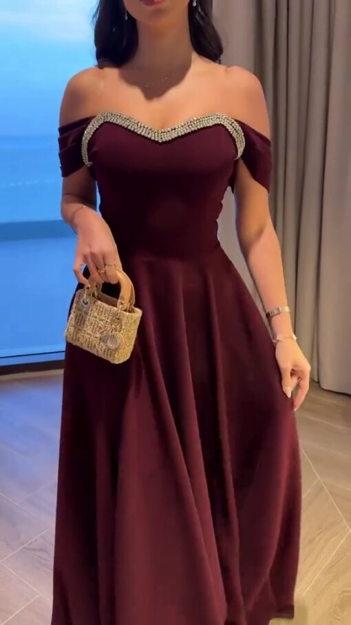 ⁦فستان سهرة لون نبيتي⁩ - الصورة ⁦3⁩