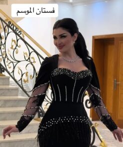 فستان أنيق أسود بتطريز فاخر