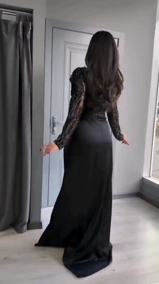 ⁦فستان سهرة لون اسود⁩ - الصورة ⁦6⁩