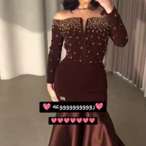 فستان سهرة لون بني