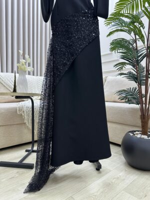 ⁦فستان سهرة لون اسود⁩ - الصورة ⁦3⁩