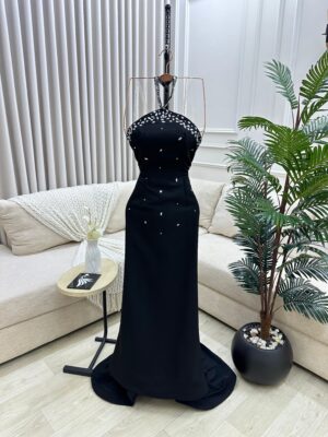 ⁦فستان سهرة لون أسود⁩ - الصورة ⁦3⁩