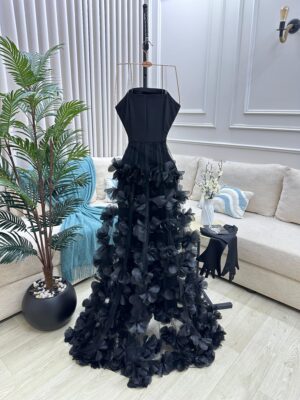 ⁦فستان سهرة لون أسود⁩ - الصورة ⁦6⁩