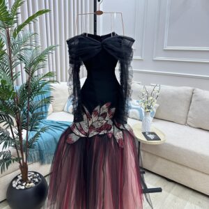 فستان سهرة لون اسود تل