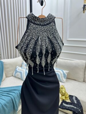 ⁦فستان سهرة لون اسود أنيق⁩ - الصورة ⁦5⁩