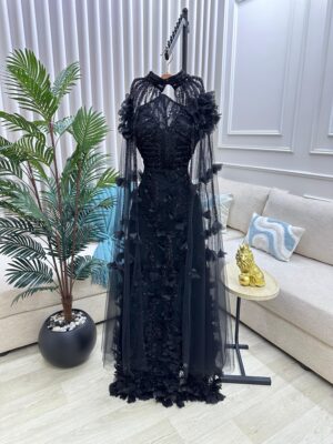 ⁦فستان سهرة لون أسود⁩ - الصورة ⁦2⁩