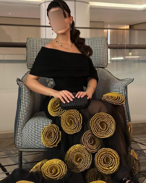 ⁦فستان سهرة لون أسود⁩ - الصورة ⁦2⁩