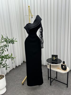 ⁦فستان سهرة لون اسود⁩ - الصورة ⁦2⁩