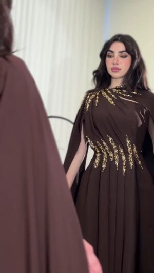 فستان سهرة لون بني